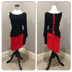 BEBE ADDICTION Asymmetrical One Sleeved Minidress